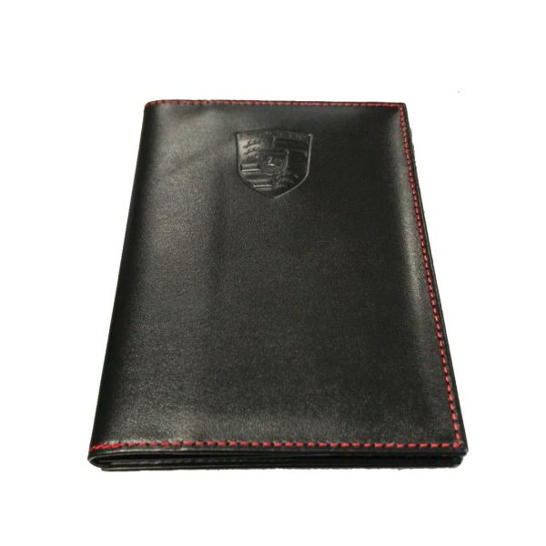 Etui de carte grise Porsche en cuir surpiqué